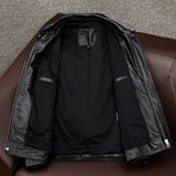 Free Shipping.Genuine Leather jacket.Winter warm casual black Men cowhide clothes.quality plus size leather coat.54-56 slim